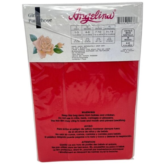 Angelina Girls Pantyhose Size M 4-6 Red Nylon - Picture 2 of 2